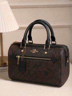 Coach Brown and Black Signature Satchel